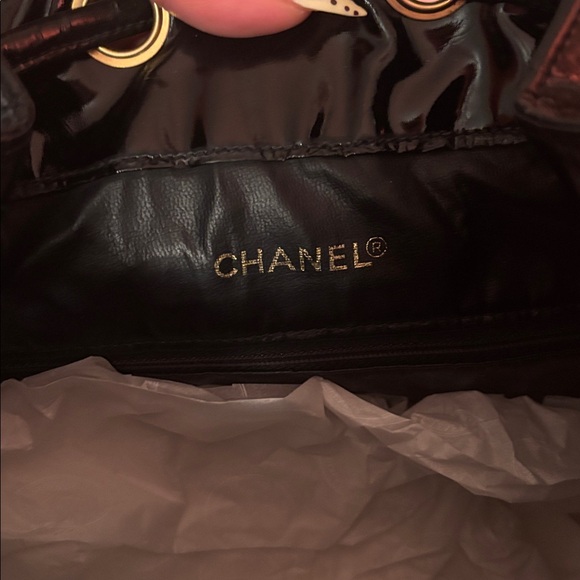 Chanel Glossy patent leatherBlack Backpack with 24k Gold Accents - Picture 7 of 15